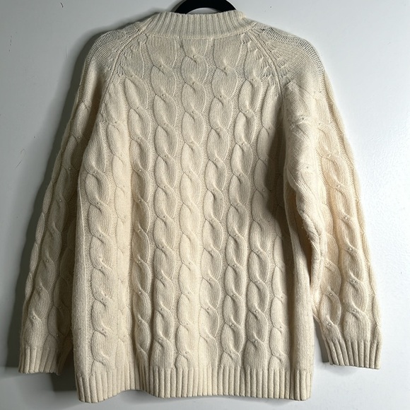 SAKS FIFTH AVENUE ivory lamb wool angora rabbit hair cable knit sweater size M - Picture 7 of 11